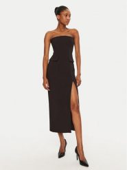 Bardot Sukienka koktajlowa Nikki 59728DB Czarny Slim Fit. Czarne sukienki damskie BARDOT, bez wzorów, z syntetyku, wizytowe, bez kołnierzyka, bez ramiączek. Za 299.99 zł.