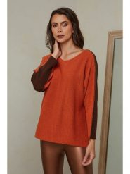 Joséfine Sweter "Dorog" w kolorze granatowo-pomarańczowym rozmiar: XL. Brązowe swetry klasyczne damskie Joséfine, xl, z kaszmiru, bez kołnierzyka. Za 230.04 zł.