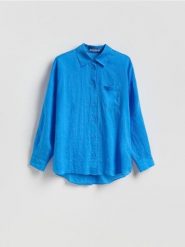 Koszula z lyocellem - niebieski. Niebieskie koszule damskie Reserved, l, bez wzorów, z lyocellu, bez kołnierzyka, bez ramiączek. Za 119.99 zł.