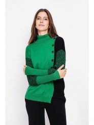 ASSUILI Sweter w kolorze zielono-czarnym rozmiar: 40. Czarne golfy damskie Assuili, bez kołnierzyka. Za 104.99 zł.