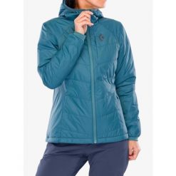Kurtka ocieplana damska Black Diamond Solution Hoody. Niebieskie kurtki damskie Black Diamond, bez wzorów, z puchu, bez kaptura. Za 768.59 zł.