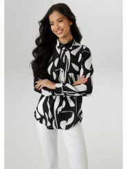 Aniston Bluzka w kolorze czarno-białym rozmiar: 46. Czarne bluzki damskie Aniston, bez wzorów, bez kołnierzyka, bez ramiączek. Za 65.23 zł.
