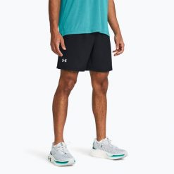 Spodenki do biegania męskie Under Armour Launch 7" Unlined. Czarne szorty męskie Under Armour, bez wzorów, sportowe. Za 139.99 zł.