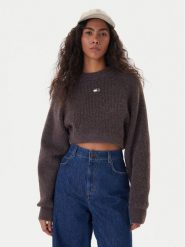 Tommy Jeans Sweter Badge DW0DW22024 Brązowy Regular Fit. Brązowe swetry klasyczne damskie Tommy Jeans, l, z jeansu, bez kołnierzyka. Za 409.99 zł.