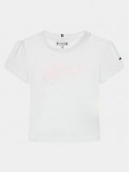 Tommy Hilfiger T-Shirt Hilfiger Script Tee S/S KG0KG07714 Biały Regular Fit. Białe koszulki dziewczęce Tommy Hilfiger, s, bez wzorów, z syntetyku, bez ramiączek. Za 139.99 zł.