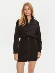 Guess Sukienka codzienna Aurelie V4YK01 WG982 Czarny Regular Fit. Czarne sukienki damskie Guess, na co dzień, xxs, z aplikacjami, z syntetyku, bez kołnierzyka, bez ramiączek, proste. Za 249.99 zł.