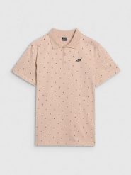 4F Koszulka polo regular z nadrukiem męska - beżowa XXL. Brązowe koszulki polo męskie 4f, m, bez wzorów, z bawełny, bez ramiączek. Za 89.99 zł.