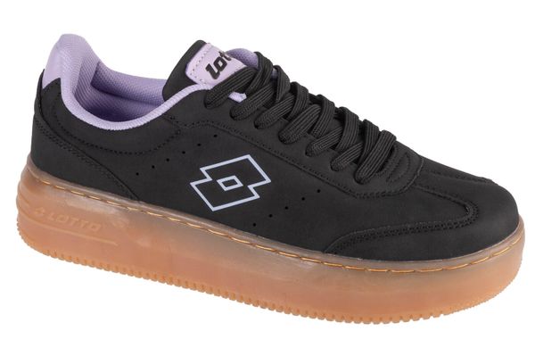 Buty damskie sportowe na platformie Lotto ISKAR PF RB. Czarne buty sportowe na co dzień damskie Lotto, bez wzorów, z gumy, trekkingowe. Za 109.99 zł.
