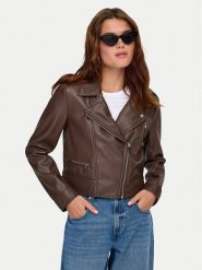 ONLY Kurtka z imitacji skóry Carmen 15361396 Brązowy Regular Fit. Brązowe kurtki damskie Only, s, bez wzorów, ze skóry, bez kaptura. Za 199.99 zł.