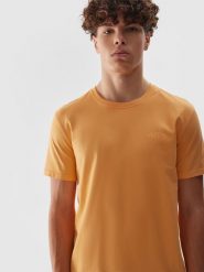 4F T-shirt regular gładki męski - pomarańczowy M. Brązowe t-shirty męskie 4f, m, bez wzorów, z bawełny, bez kołnierzyka. W wyprzedaży za 39.99 zł.