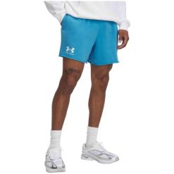 Spodenki Męskie Under Armour Dresowe Luźne Rival Terry 6in Short. Niebieskie szorty męskie Under Armour, z dresówki, bez kołnierzyka. Za 169.99 zł.