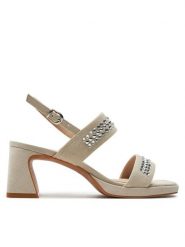 Caprice Sandały 9-28315-42 Szary. Szare sandały damskie Caprice, bez wzorów, ze skóry, bez obcasa, na słupku. Za 192.99 zł.