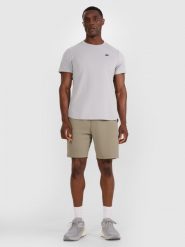 4F Spodenki treningowe szybkoschnące męskie - oliwkowe/khaki L. Brązowe szorty sportowe męskie 4f, l, z dzianiny, na fitness i siłownię. Za 149.99 zł.