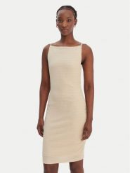 Guess Sukienka koktajlowa W6GKA1 K3488 Beżowy Slim Fit. Brązowe sukienki damskie Guess, xl, z aplikacjami, z syntetyku, wizytowe, bez kołnierzyka, bez ramiączek. Za 519.99 zł.