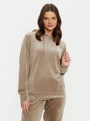 Guess Bluza V4RQ25 KBXI2 Brązowy Regular Fit. Brązowe bluzy bez kaptura damskie Guess, s, z syntetyku. Za 209.99 zł.