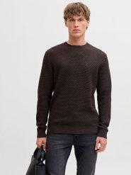 Jack & Jones Sweter w kolorze brązowym rozmiar: M. Brązowe swetry męskie Jack & Jones, m, bez wzorów, z bawełny, bez kołnierzyka. Za 130.81 zł.