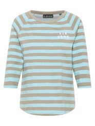 ELBSAND Koszulka "Celin" w kolorze szarobrązowo-błękitnym rozmiar: L. Brązowe bluzki damskie ELBSAND, l, bez wzorów, bez kołnierzyka. Za 117.73 zł.