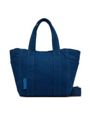 Calvin Klein Torebka Webbing Strap Canvas Small Tote LV04F3384G Niebieski. Niebieskie torebki klasyczne damskie CALVIN KLEIN, bez wzorów, z materiału, bez dodatków. Za 489.99 zł.