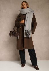 Szary Szalik Ozdobiony Frędzlami Owedela. Szare szaliki i kominy damskie Renee, bez wzorów, z jeansu. Za 39.99 zł.