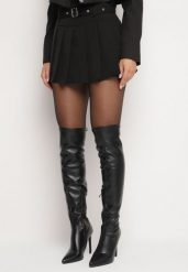 Czarne Szorty Spódnica w Stylu Preppy Plisowane z Niskim Stanem Rominita. Czarne szorty damskie Born2be, bez wzorów, eleganckie, z obniżonym stanem. Za 84.99 zł.