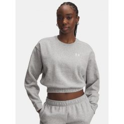 Bluza Damska Under Armour Sportowa Krótka UA Rival Fleece Piped Crew. Szare bluzy bez kaptura damskie Under Armour. Za 249.99 zł.