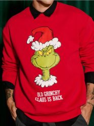 Bluza Grinch - czerwony. Czerwone bluzy bez kaptura męskie Sinsay, l. Za 59.99 zł.