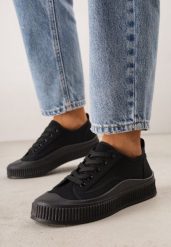 Czarne Basicowe Trampki z Podeszwą ze Żłobieniami Laurinatea. Czarne trampki i tenisówki damskie Born2be, bez wzorów, z jeansu. Za 69.99 zł.