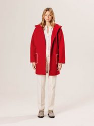 Rodier Wełniany płaszcz w kolorze czerwonym rozmiar: L. Czerwone płaszcze damskie Rodier, l, bez wzorów, z tkaniny. Za 404.99 zł.