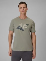 4F T-shirt regular z nadrukiem męski - khaki 3XL. Brązowe t-shirty męskie 4f, m, bez wzorów, z bawełny, bez kołnierzyka. Za 59.99 zł.