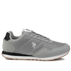 Buty sneakersy męskie sportowe U.S. Polo Assn. Szare buty sportowe na co dzień męskie U.S. Polo Assn., z materiału, bez zapięcia, trekkingowe. Za 156.00 zł.