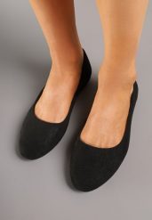 Czarne Balerinki w Basicowym Stylu Nimisae. Czarne baleriny damskie Renee, bez wzorów, bez obcasa. Za 59.99 zł.