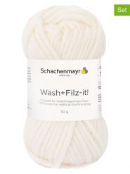 Schachenmayr since 1822 Przędza wełniana (10 szt.) "Wash+Filz-it!" w kolorze kremowym - 10 x 50 g rozmiar: onesize. Brązowe kapcie damskie Schachenmayr since 1822, z wełny. Za 86.99 zł.
