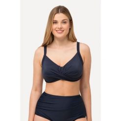 Damska Góra bikini drapowanie miękkie miseczki regulowane ramiączka. Niebieskie bikini damskie Ulla Popken, bez wzorów, plus size. W wyprzedaży za 111.99 zł.