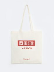 Torba bawełniana unisex Radom 102. Białe torebki klasyczne damskie Big Star, z aplikacjami, z bawełny, z nadrukiem, bez dodatków. Za 4.99 zł.