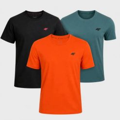 KOMPLET KOSZULEK MĘSKICH 4F ZESTAW 3PAK NA CO DZIEŃ T-SHIRT SPORTOWY. T-shirty męskie 4f, m, bez wzorów, z bawełny, bez kołnierzyka. Za 117.00 zł.