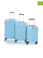 Geographical Norway 3-częściowy zestaw "Sourcing" w kolorze błękitnym rozmiar: onesize. Niebieskie walizki Geographical Norway, bez wzorów, z materiału. Za 347.99 zł.