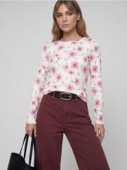 Koszulka z długim rękawem i motywem kwiatowym - wielobarwny. T-shirty damskie Sinsay, l, bez wzorów, bez kołnierzyka. Za 29.99 zł.