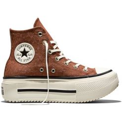 Buty sportowe Converse Ctas Double Stack. Brązowe buty sportowe na co dzień damskie Converse, bez wzorów, z zamszu. Za 590.00 zł.