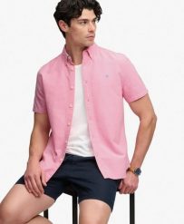 Superdry Koszula Preppy Oxford krótki rękaw z bawełny organicznej. Brązowe koszule damskie Superdry., s, bez wzorów, z bawełny, bez kołnierzyka, bez ramiączek. Za 272.80 zł.