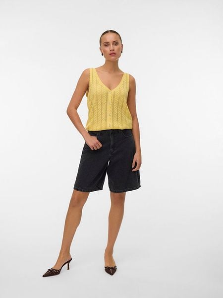 Vero Moda Top dzianinowy w kolorze żółtym rozmiar: XS. Żółte topy damskie Vero Moda, xs, bez wzorów, z dzianiny, bez kołnierzyka. Za 57.20 zł.