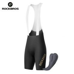Spodenki kolarskie z szelkami i włoską wkładką ROCKBROS. Czarne szorty męskie ROCKBROS, bez wzorów, ze skóry. Za 260.48 zł.