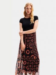 Desigual Sukienka letnia Galiana 24SWVK65 Czarny Regular Fit. Czarne sukienki damskie Desigual, na lato, s, bez wzorów, z syntetyku, bez kołnierzyka, bez ramiączek. Za 439.99 zł.