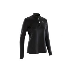 Bluza do biegania RUN WARM damska. Czarne bluzy bez kaptura damskie KALENJI, bez wzorów, z elastanu, bez kaptura. Za 39.99 zł.