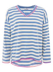 Zwillingsherz Bluza "Neon Stripes" w kolorze biało-niebieskim rozmiar: onesize. Białe bluzy bez kaptura damskie Zwillingsherz. Za 197.79 zł.