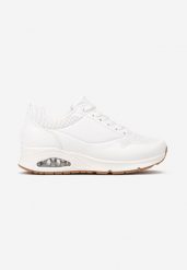 Białe Buty Sportowe Sneakersy z Transparentną Wstawką w Podeszwie Batilina. Białe buty sportowe na co dzień męskie Born2be, z jeansu, bez zapięcia. Za 99.99 zł.