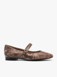 Baleriny damskie w wężowy wzór. Brązowe baleriny damskie Ryłko, bez wzorów, ze skóry, bez obcasa. W wyprzedaży za 249.99 zł.