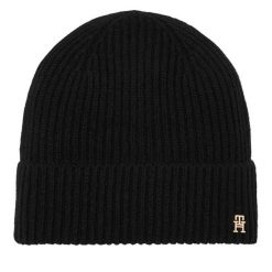 Czapka Tommy Hilfiger. Czarne czapki zimowe damskie Tommy Hilfiger. Za 369.99 zł.