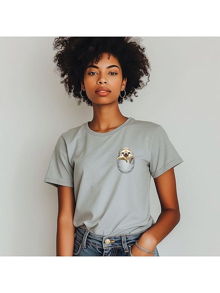 WOOOP Koszulka "Pocket Sloth" w kolorze szarym rozmiar: XL. Szare bluzki damskie Wooop, xl, bez wzorów, bez kołnierzyka. Za 61.17 zł.