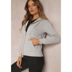 Jasnoszara Bluza z Kapturem Zapinana na Suwak Bastian. Szare bluzy z kapturem damskie Renee, na jesień, l, z polaru. Za 99.99 zł.