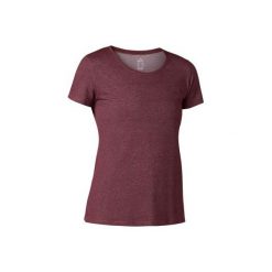 Koszulka krótki rękaw regular Gym & Pilates 500 damska. Czerwone bluzki sportowe damskie DOMYOS, xl, bez wzorów, z bawełny, bez ramiączek. Za 19.99 zł.
